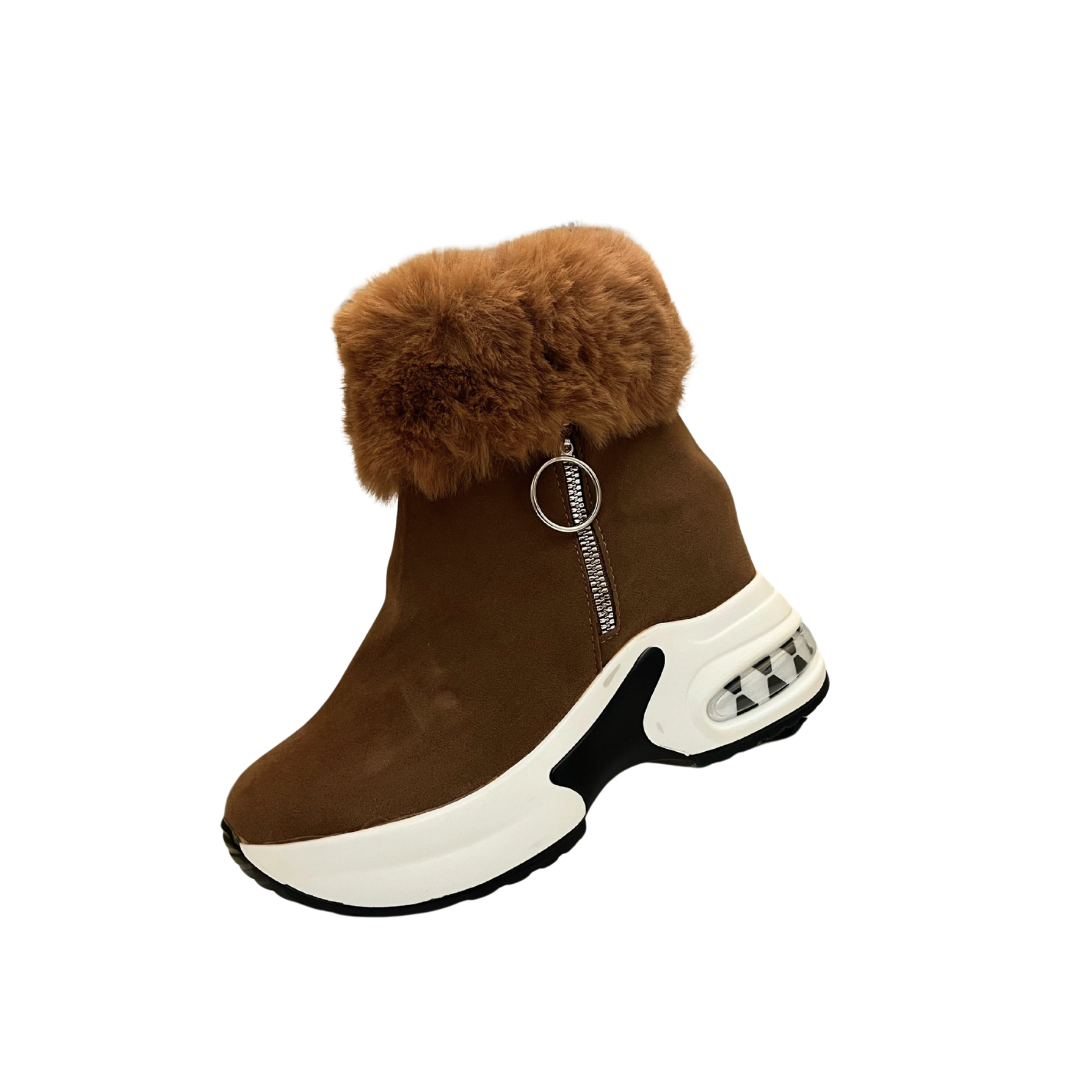 Women’s Luxury Fur-Lined Winter Sneaker Boots – Warm Platform Ankle Boots with Zipper