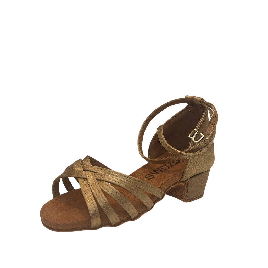 Women’s Gold Metallic Sandals with Low Block Heel & Ankle Strap