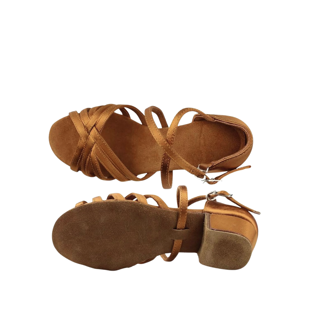 Women’s Gold Metallic Sandals with Low Block Heel & Ankle Strap