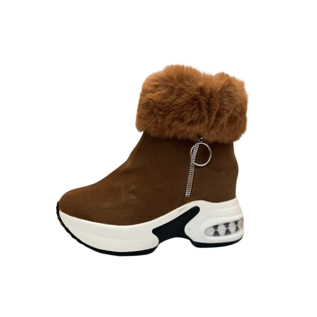 Women’s Luxury Fur-Lined Winter Sneaker Boots – Warm Platform Ankle Boots with Zipper