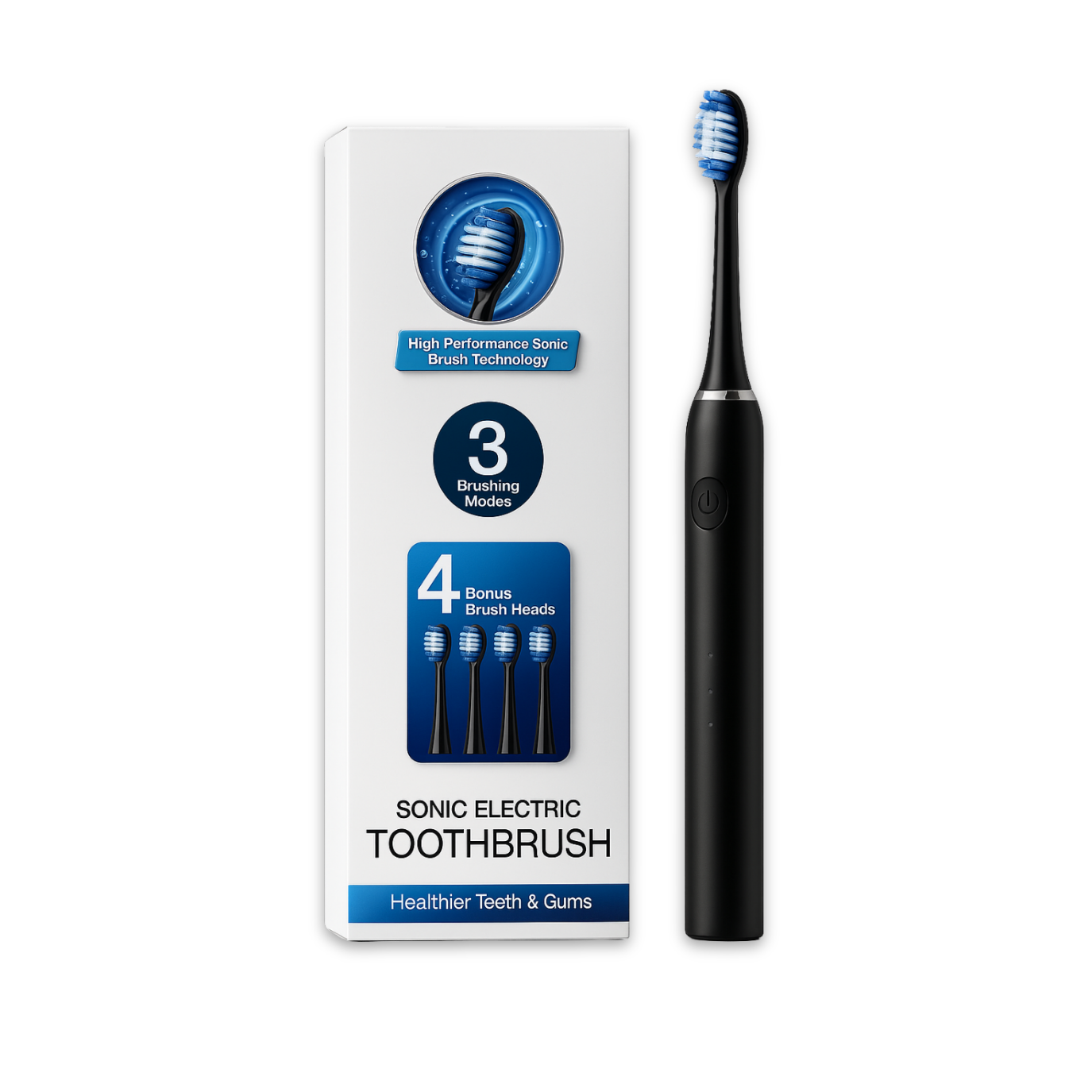 Sonic Electric Toothbrush – High-Performance Cleaning with 4 Brush Heads